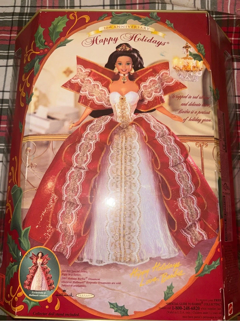1997 Happy Holidays Barbie Special Edition 10th Anniversary Brunette NRFB Mattel